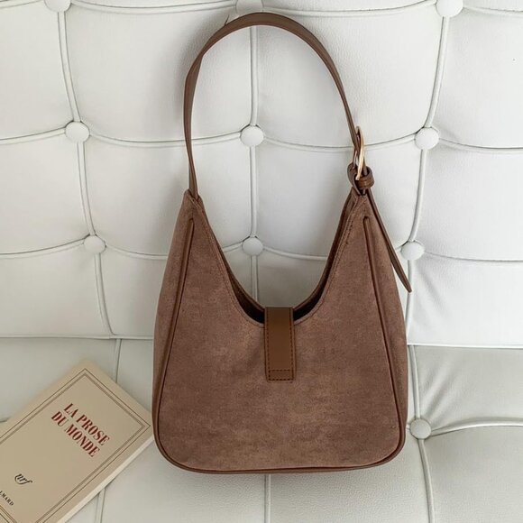 Fashion-Forward Coffee Suede Shoulder Bag - Perfect Gift for Any Occasion - Picture 8 of 8